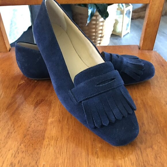Talbots Becca Kiltie Driving Moccasins Size 8.5 M in Navy Suede New! - Picture 2 of 5